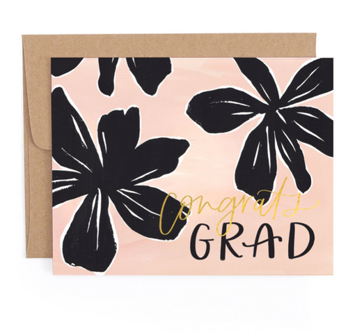 Black Floral Grad Card