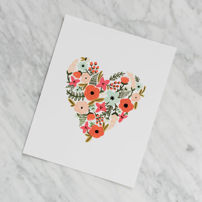 Floral Heart Art Print - 8x10