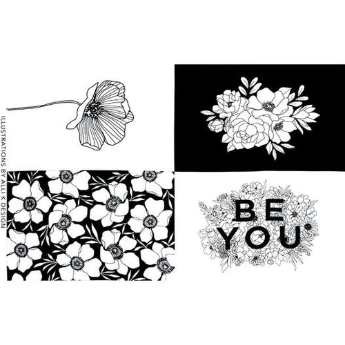 Illustrations- Paper & Ink Floral Panel 36'' x 58''